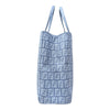 Fendi Zucchino FF Monogram Tote Handbag Light Blue Silver Hardware