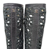 Chanel Camellia Laser Cut Knee High Boots Sneakers Interlocking CC Logo Black 37