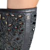 Chanel Camellia Laser Cut Knee High Boots Sneakers Interlocking CC Logo Black 37