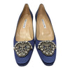 Manolo Blahnik Okkato navy jeweled pump, size 39.5