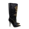 Rare Versace 2013 gold western boots in black, size 40.5