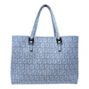 Fendi Zucchino FF Monogram Tote Handbag Light Blue Silver Hardware