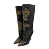 Rare Versace 2013 gold western boots in black, size 40.5