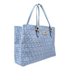 Fendi Zucchino FF Monogram Tote Handbag Light Blue Silver Hardware
