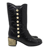 Chanel 2016 pearl button boots in black, size 36.5