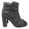 Chanel CC Logo Puffer Quilted Booties in Gray, Size 37