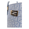 Fendi Zucchino FF Monogram Tote Handbag Light Blue Silver Hardware