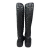 Chanel Camellia Laser Cut Knee High Boots Sneakers Interlocking CC Logo Black 37