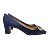 Manolo Blahnik Okkato navy jeweled pump, size 39.5