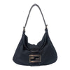Vintage Fendi Mama double flap baguette shoulder bag in black