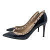 Valentino Rockstud pumps in black patent and blush, size 38