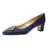 Manolo Blahnik Okkato navy jeweled pump, size 39.5