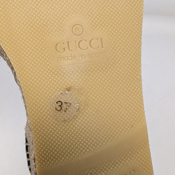 Gucci Pilar Espadrille Wedges in Denim, Size 37