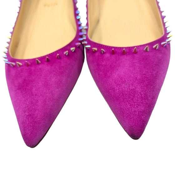 Christian Louboutin Anjalina spike flats in purple, size 40.5