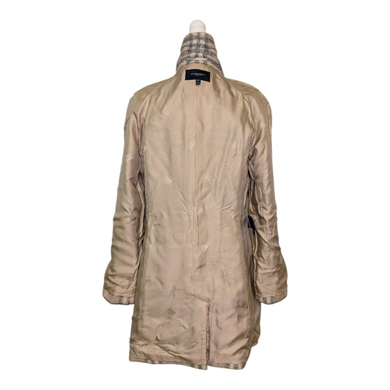 Burberry Nova Check Plaid Coat in Beige, Size 14