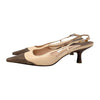 Chanel Vintage Slingback Kitten Heel in Beige, size 36.5