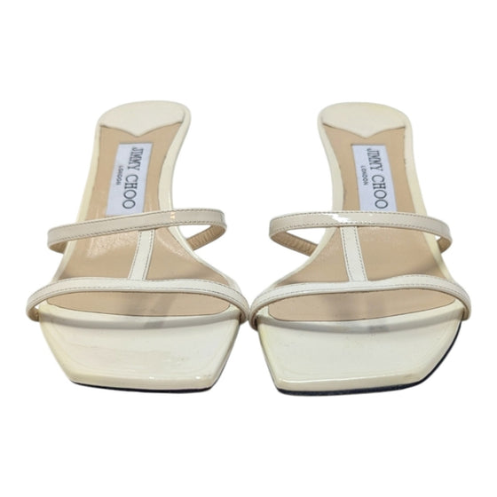 Jimmy Choo Ria 65 strappy sandal heel in ivory, size 37.5