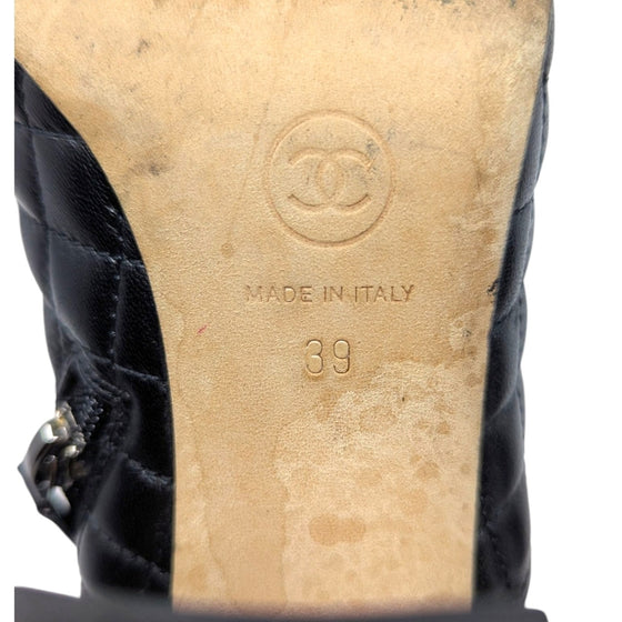 Chanel Quilted Ankle Boots in Black, Size 39