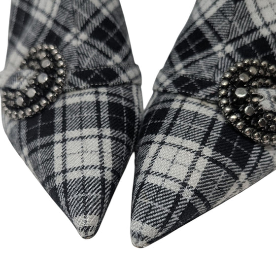 Dior Gang Tartan Ankle Boot in Black and White, size 39.5
