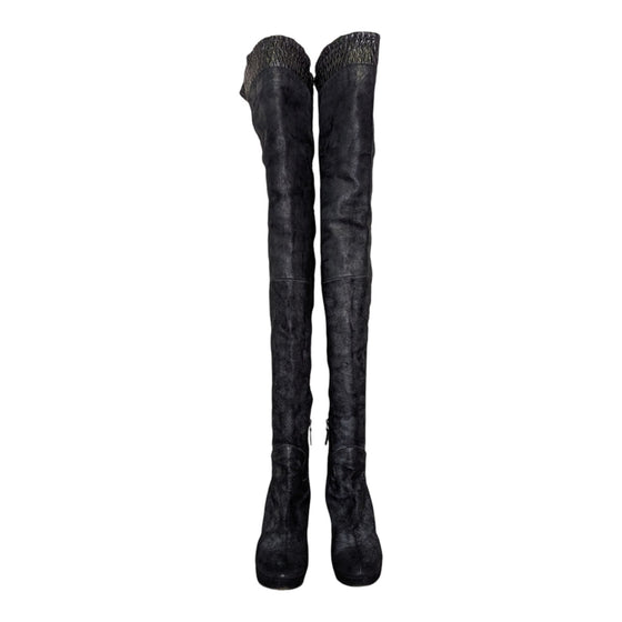 Chanel Thigh-high Platform Boots in Black, size 38.5