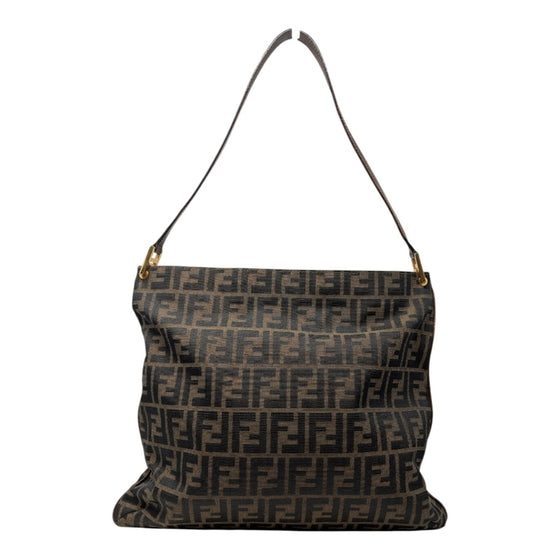 Vintage Fendi Zucca Shoulder Bag in Brown