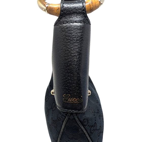 Vintage Gucci Bamboo Ring Shoulder Bag in Black