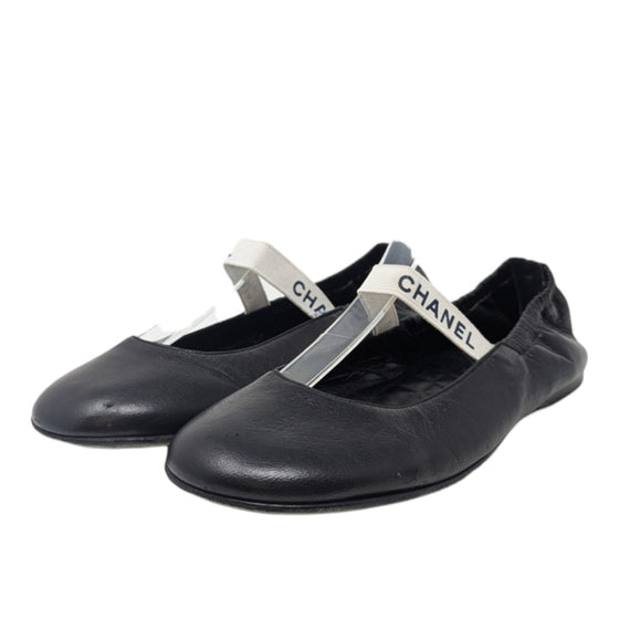 Chanel ballet flat Mary Janes in black, size 36.5