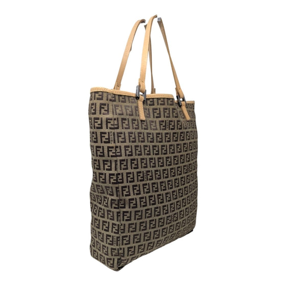 Fendi FF Zucchino vertical canvas tote in brown