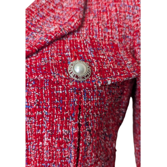 Chanel 2019 tweed blazer shorts suit in red tweed, size FR34