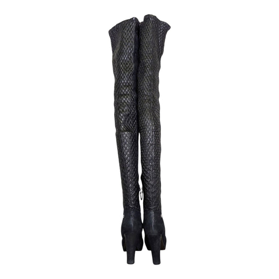 Chanel Thigh-high Platform Boots in Black, size 38.5