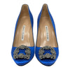 Manolo Blahnik Hangisi 105 crystal pump in blue satin, size 36.5