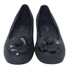 Chanel ballet flats ballerinas camellia CC logo black suede leather 40C