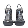 Prada crystal strappy block heels in black and silver, size 36