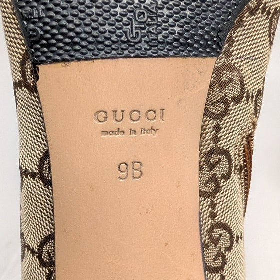 Vintage Gucci GG Monogram Ankle Boots in Brown, Size 9