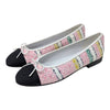 Chanel 2024 ballet flats in metallic pink tweed stripe, size 38