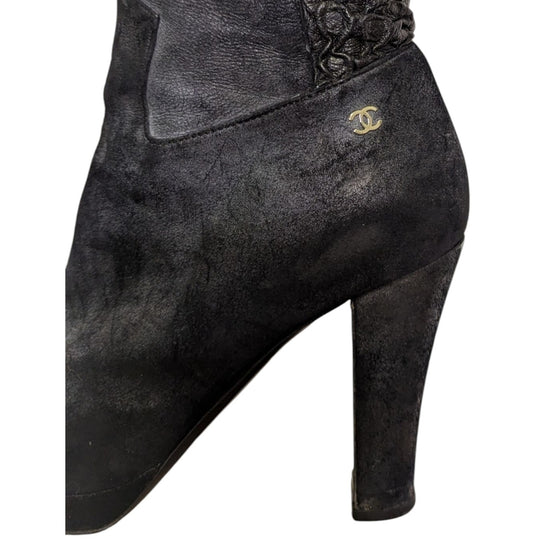 Chanel Thigh-high Platform Boots in Black, size 38.5