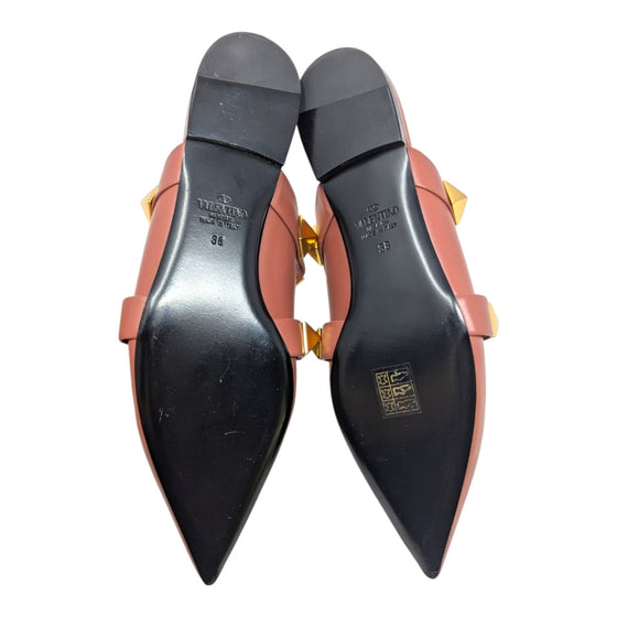Valentino Garavani Roman stud flat mule in brown, size 38