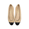 Chanel Ballet Flat in Beige and Black, size 37.5 | 7