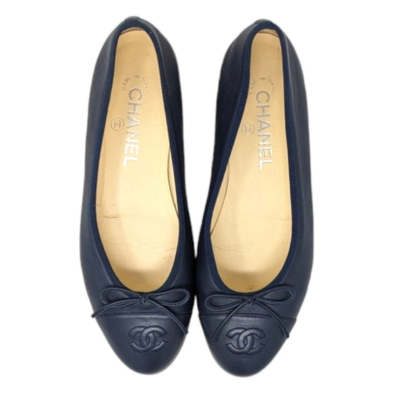 Chanel ballet flats in navy blue, size 37