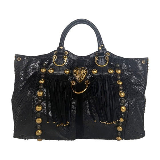 Gucci Babouska Hysteria Fall 2008 large python fringe tote in black