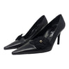 Vintage Chanel pointed toe camellia heels in black, size 40