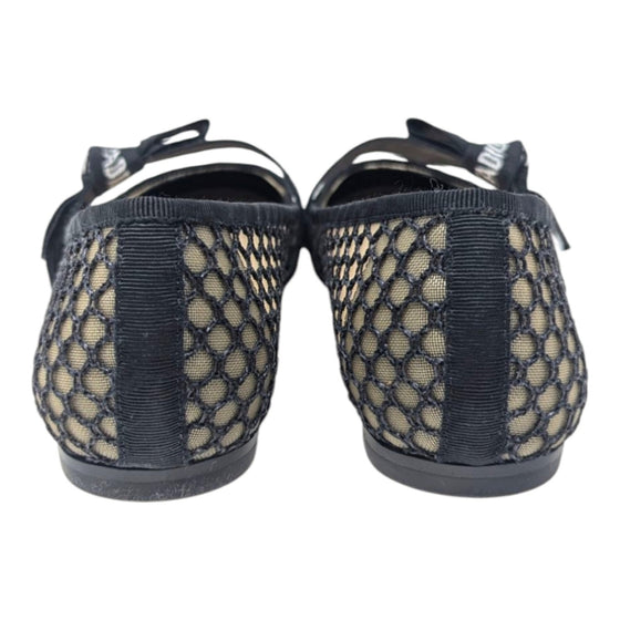 Christian Dior Miss J'Adior ribbon mesh ballet flat in black, size 38.5