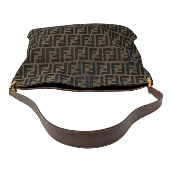 Vintage Fendi Zucca Shoulder Bag in Brown