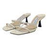 Jimmy Choo Ria 65 strappy sandal heel in ivory, size 37.5