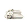 Chanel Camellia Tweed Slides in White, size 38
