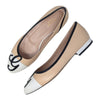 Gucci GG logo Malaga leather ballet flats in beige and white, size 37