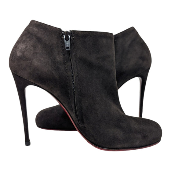 Christian Louboutin Bellissima 100 ankle boot in brown suede, size 38.5