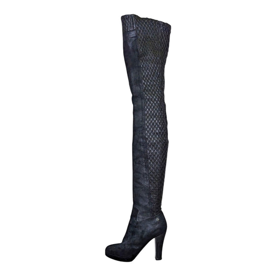 Chanel Thigh-high Platform Boots in Black, size 38.5