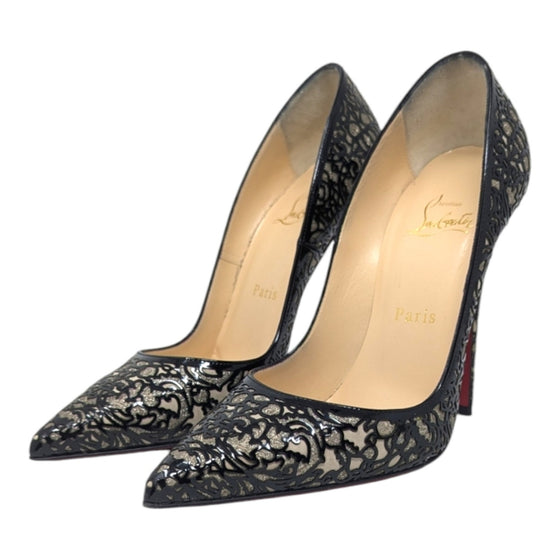 Christian Louboutin So Pretty 120 lasercut patent leather pump, size 37