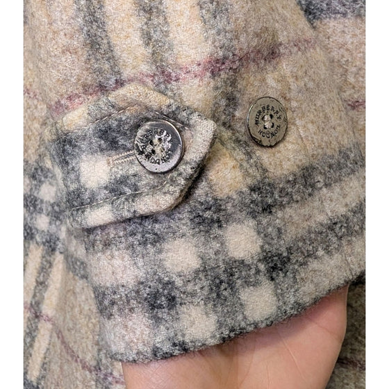 Burberry Nova Check Plaid Coat in Beige, Size 14